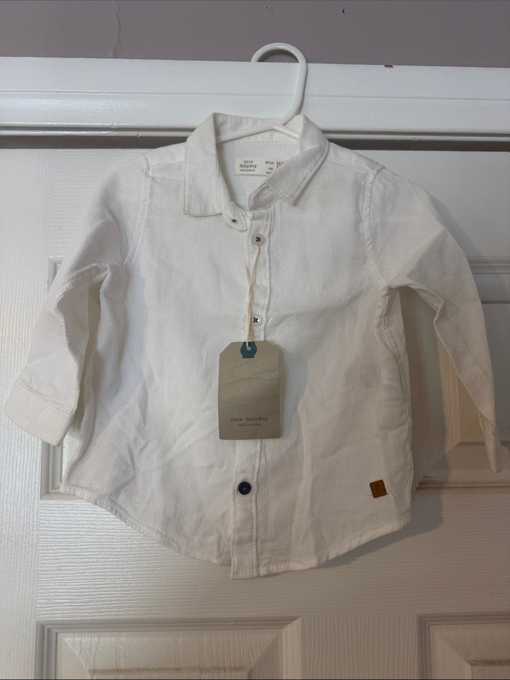 Zara White Textured Button-Down Shirt